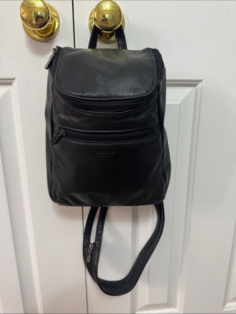Black Leather Convertible Backpack